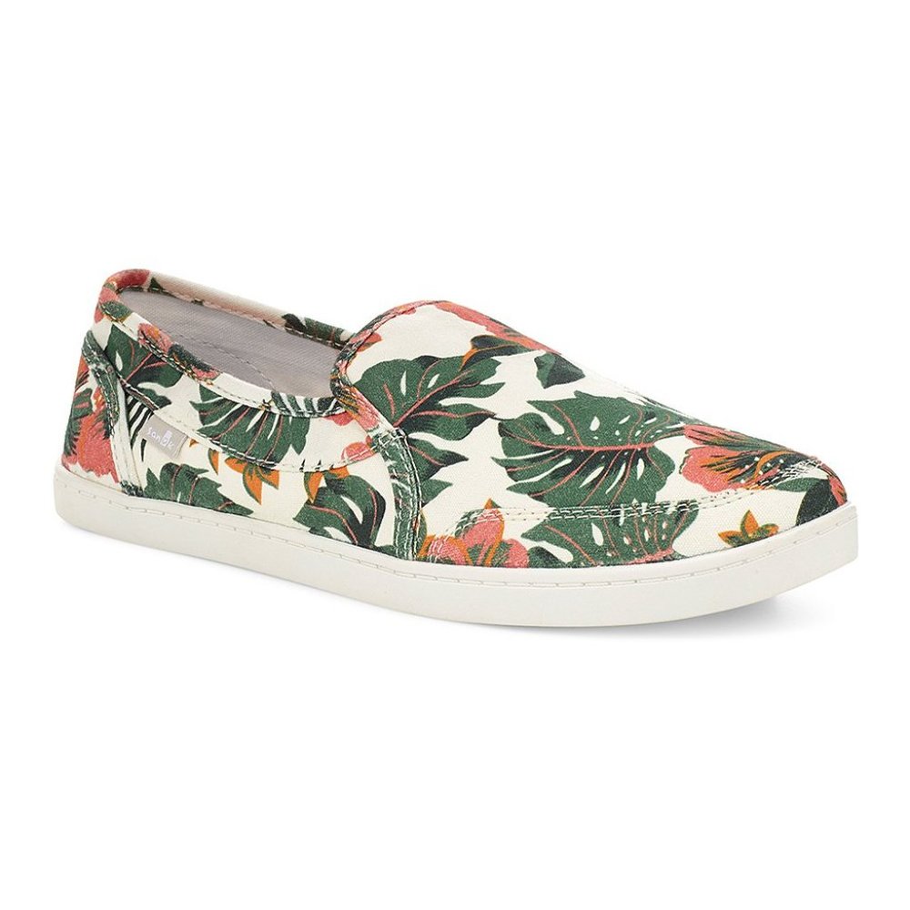 Tropical Print Slip-On Sneakers - Green & Coral
